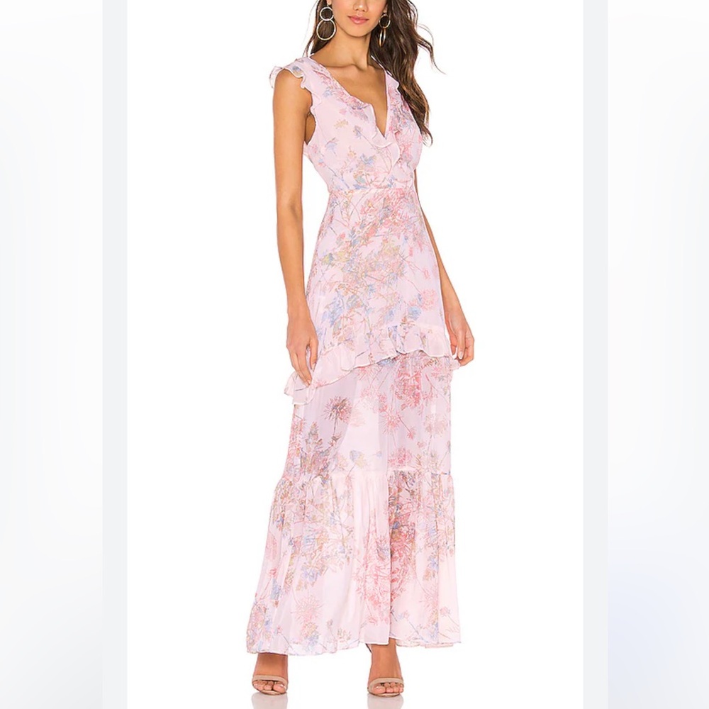 BCBGeneration Ruffle Maxi Dress in Light Pink